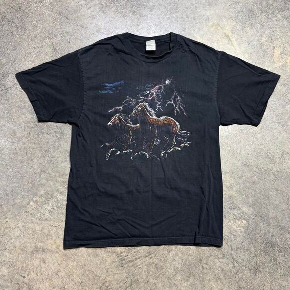 Source Unknown Other - Early 2000s Y2K horse lightning graphic tee Size XL